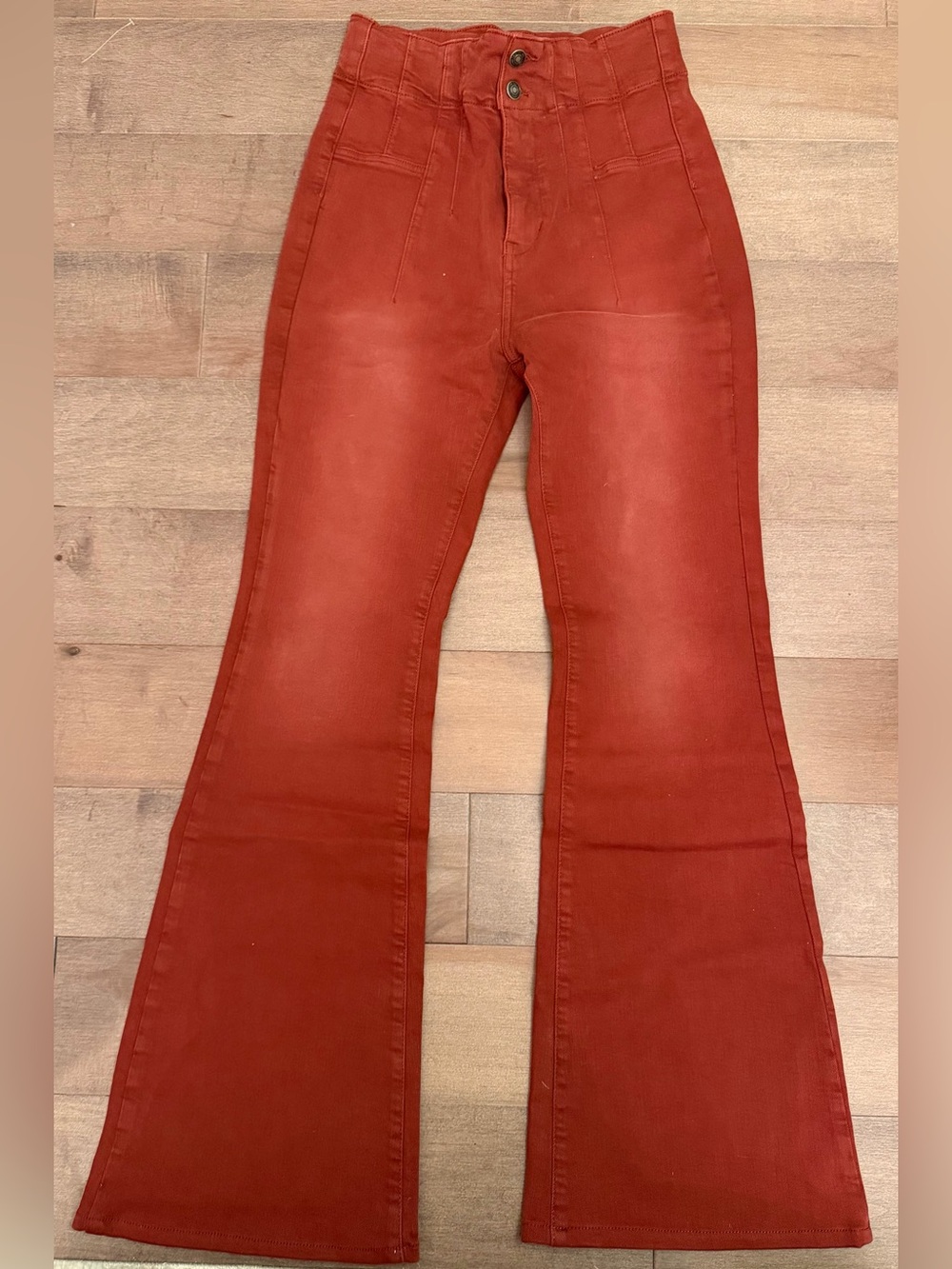 We The Free High-Rise Flare Jeans in Rust
